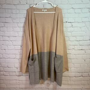 Madewell Two-Tone Beige and Gray Women's Open Cardigan Sweater Size 2XL Bin1